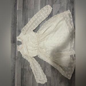 Ivory Swiss Dot Long Sleeve Ruffle Dress GIRLS